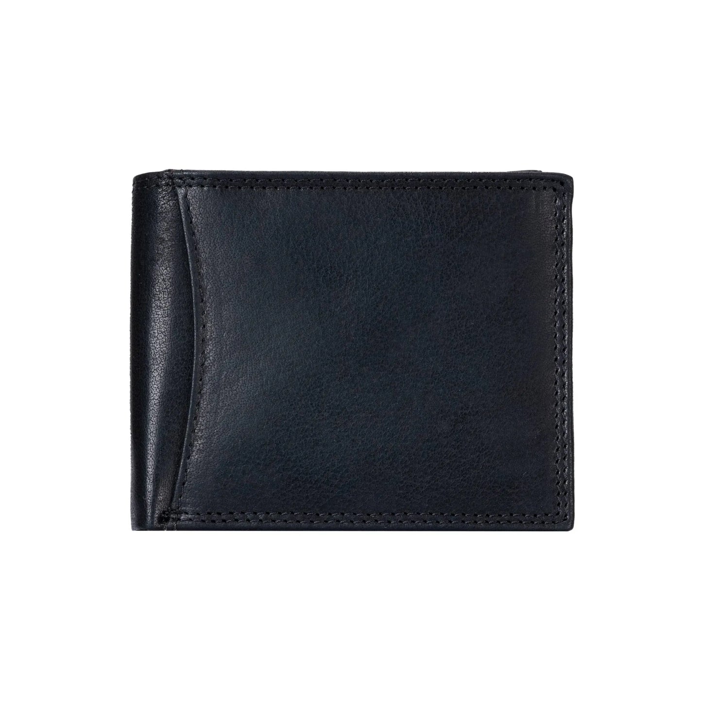 Black Bifold Pass Case Leather Wallet with Flap | Style n Craft