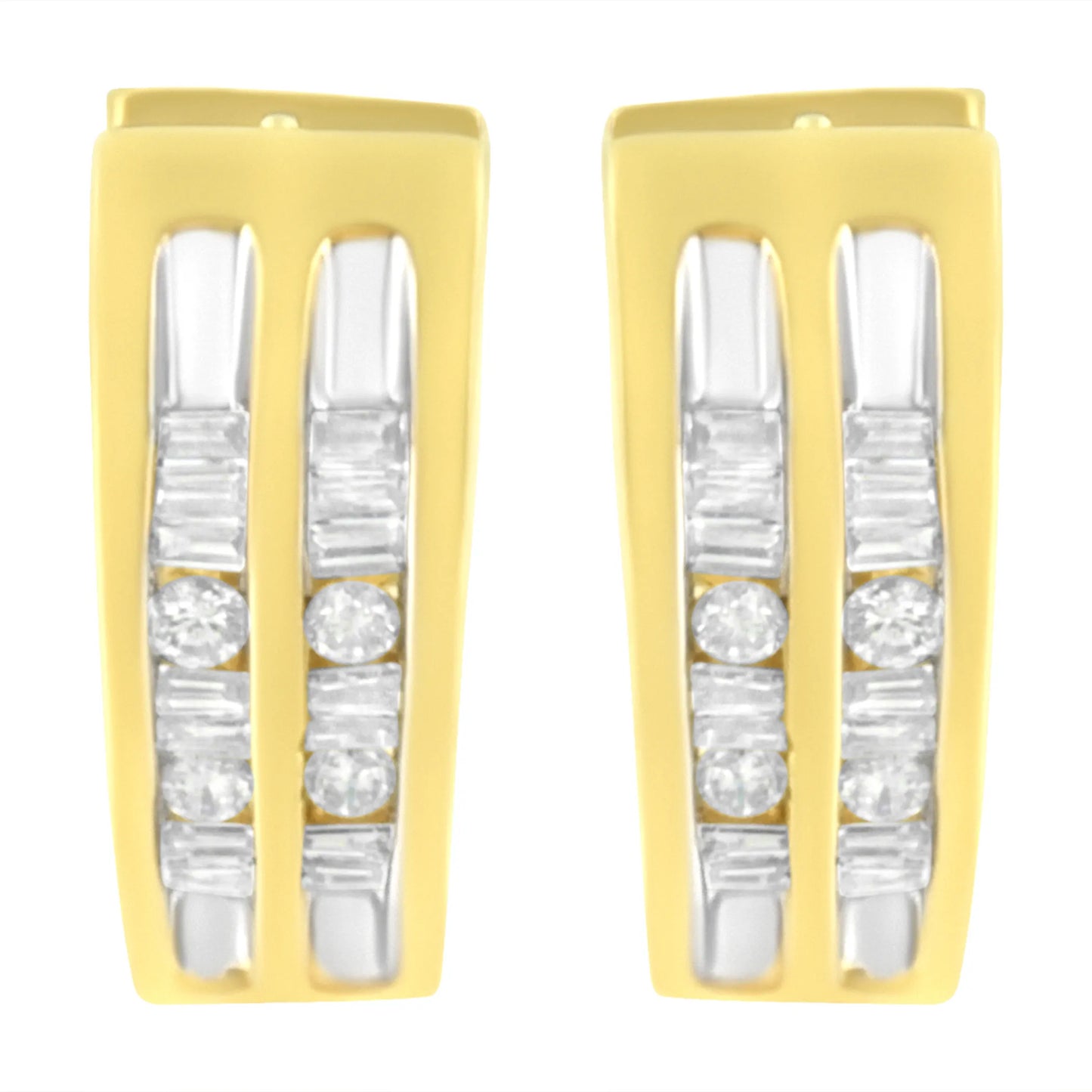 10 Karat Yellow Gold 1/2 CTTW Diamond Huggy Heart Hoop Earrings