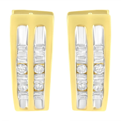 10 Karat Yellow Gold 1/2 CTTW Diamond Huggy Heart Hoop Earrings