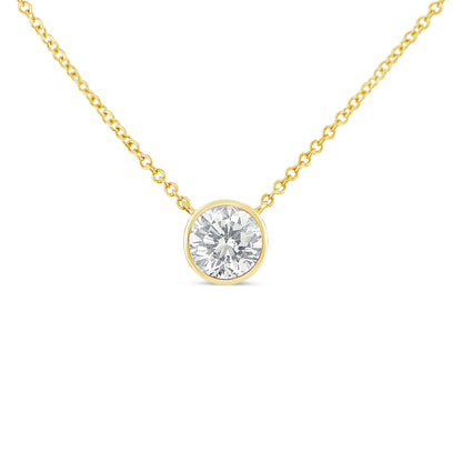 Gold Bezel-Set Diamond Solitaire Pendant Necklace - Pack Of: 1 set