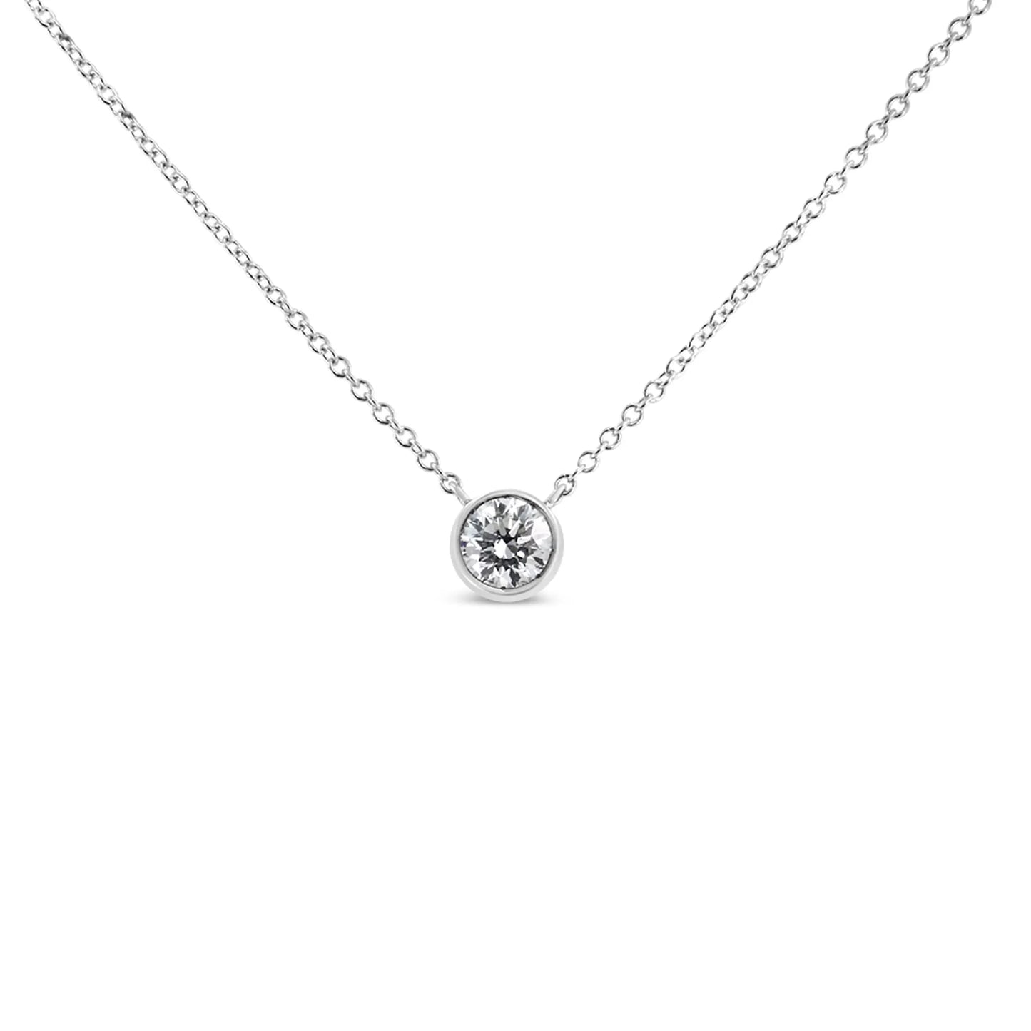 Gold Bezel-Set Diamond Solitaire Pendant Necklace - Pack Of: 1 set