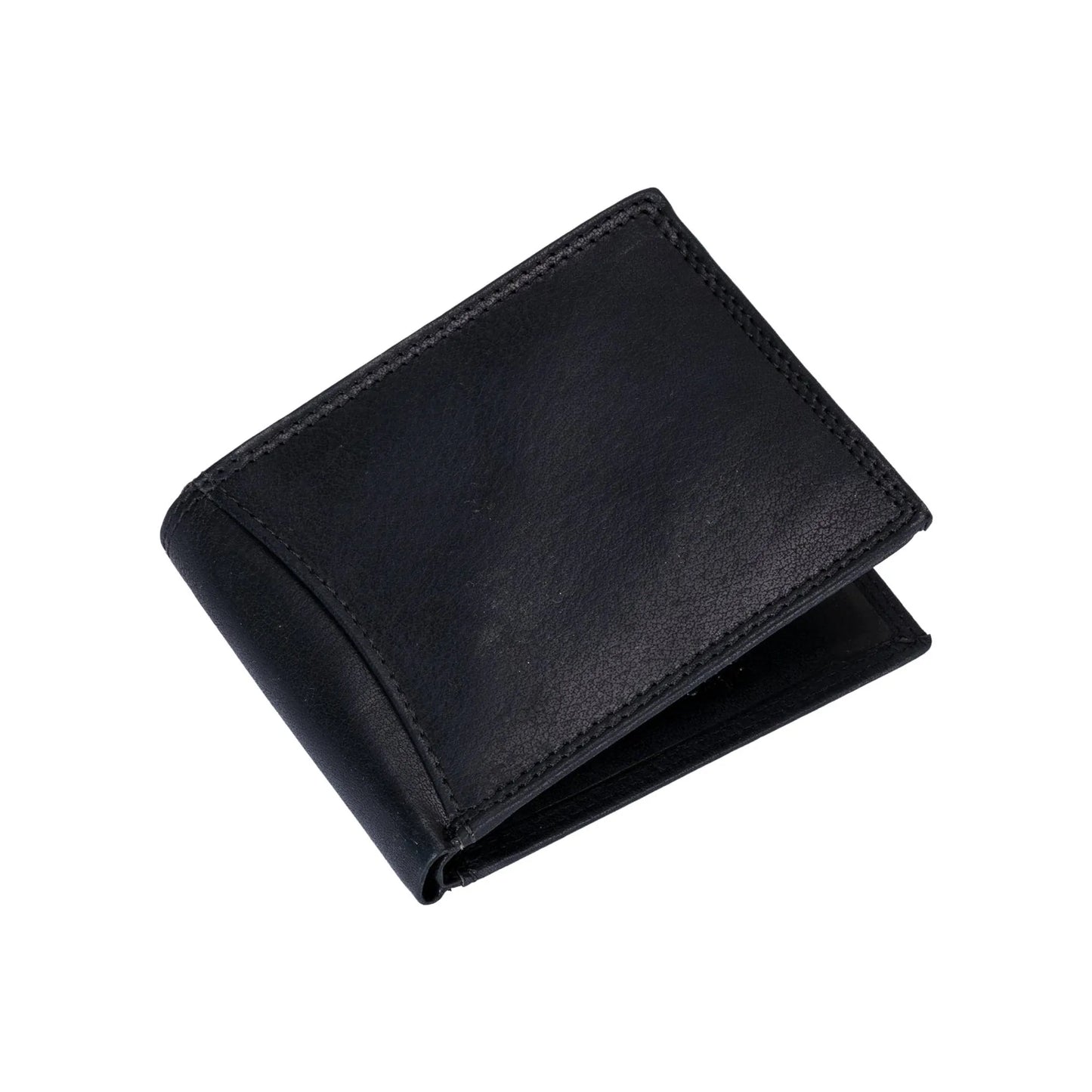 Black Bifold Pass Case Leather Wallet with Flap | Style n Craft