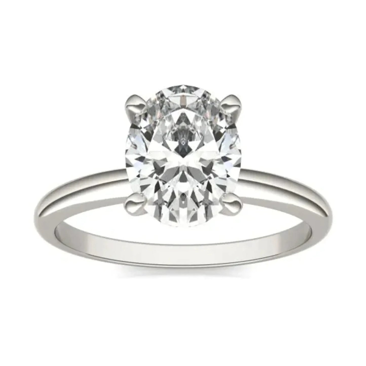 2 CTW Oval Lab Grown Diamond Solitaire Engagement Ring 14K White Gold (G-VS)
