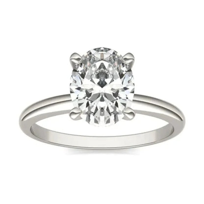 2 CTW Oval Lab Grown Diamond Solitaire Engagement Ring 14K White Gold (G-VS)
