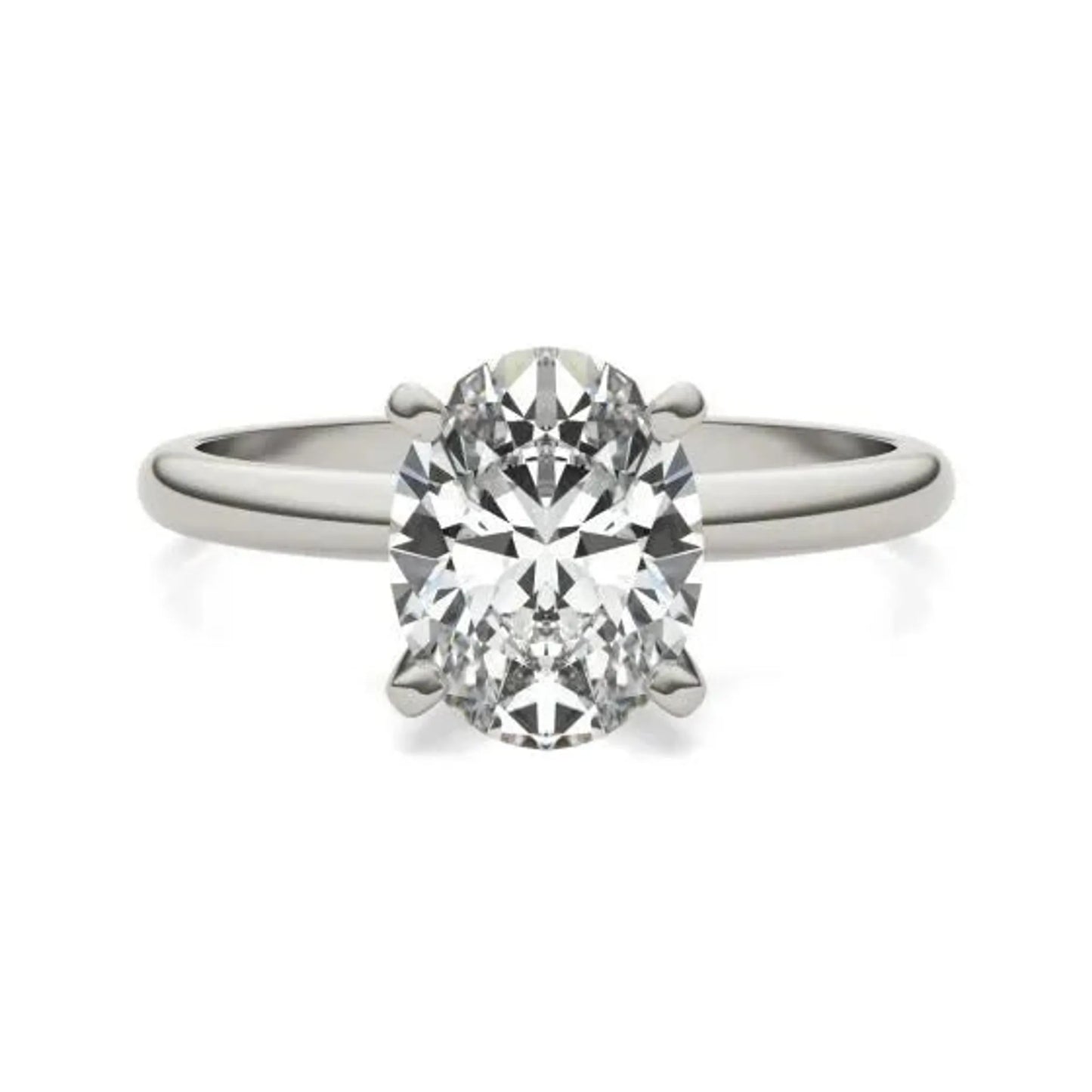 2 CTW Oval Lab Grown Diamond Solitaire Engagement Ring 14K White Gold (G-VS)