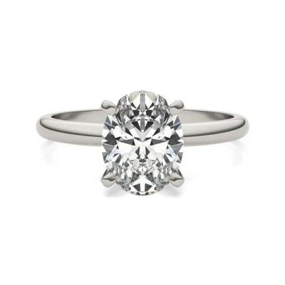 2 CTW Oval Lab Grown Diamond Solitaire Engagement Ring 14K White Gold (G-VS)