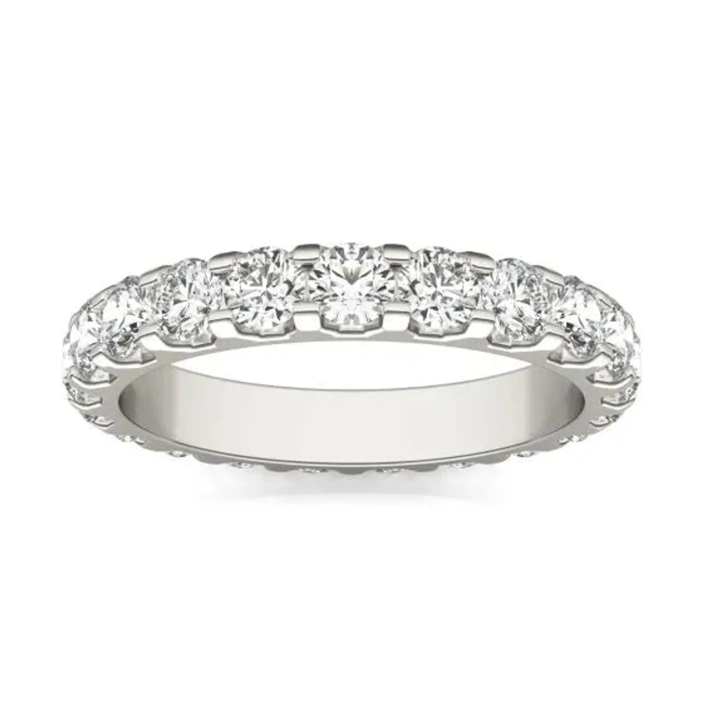 2 CTW Round Lab Grown Diamond Band 14K White Gold (G-VS)