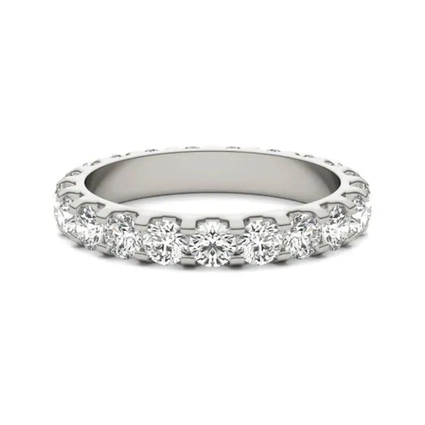 2 CTW Round Lab Grown Diamond Band 14K White Gold (G-VS)