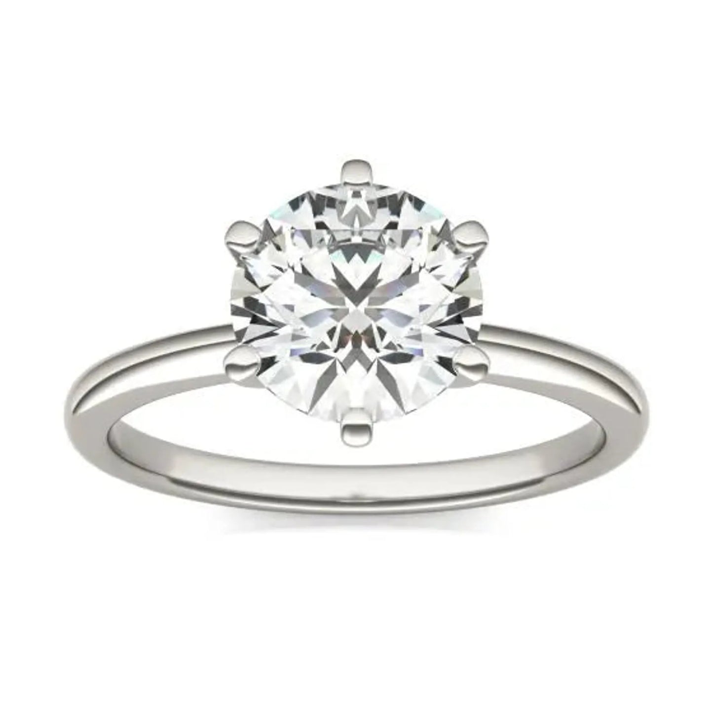 2 CTW Round Lab Grown Diamond Six Prong Solitaire Engagement Ring 14K White Gold (G-VS)