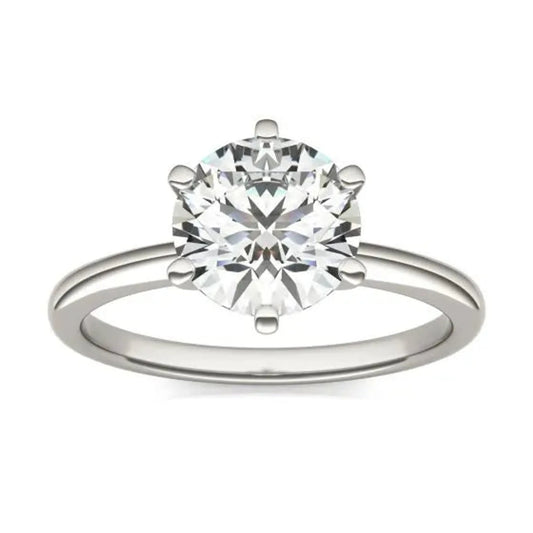 2 CTW Round Lab Grown Diamond Six Prong Solitaire Engagement Ring 14K White Gold (G-VS)