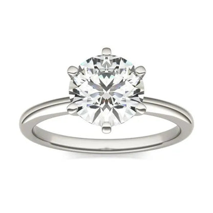 2 CTW Round Lab Grown Diamond Six Prong Solitaire Engagement Ring 14K White Gold (G-VS)
